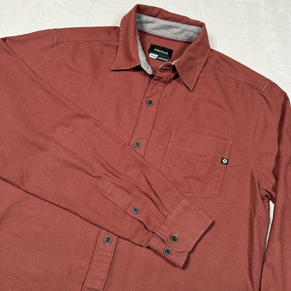 Marmot Shirt Mens‎ Medium Red Twill Long Sleeve Button Front Casual Outdoor